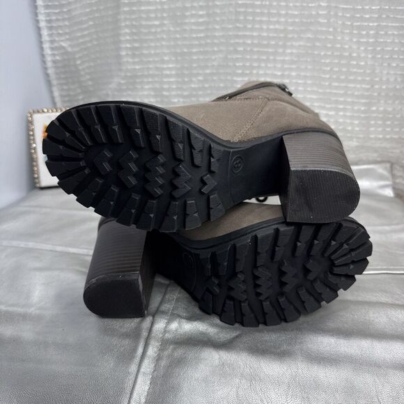 (Q6) Mossimo Supply Co.Boots 8 Target Ankle Booties Heels Zip Browm Sued Women - Picture 10 of 11